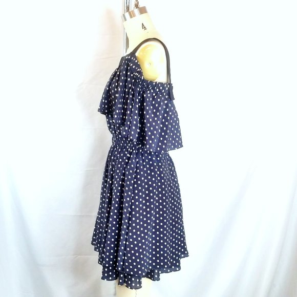 Grey Jason Wu Silk Navy Blue White Polka Dot Dress - Picture 5 of 11